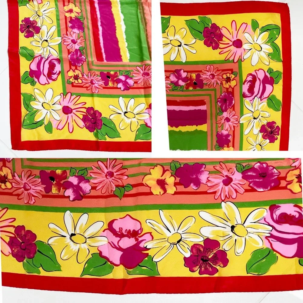 Pierre Cardin Silk Scarf Shawl Florals Vintage